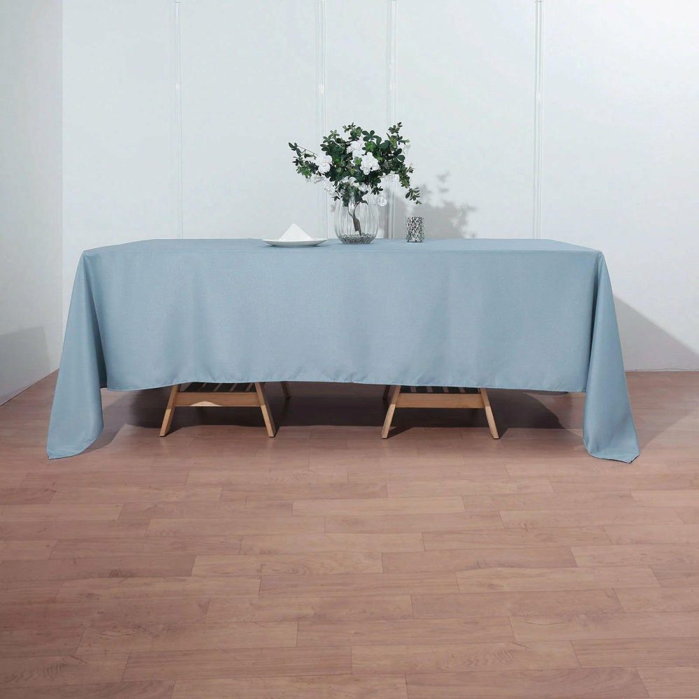 Dusty Blue Seamless Polyester Rectangle Tablecloth, Reusable Linen Tablecloth 72″x120″  |   Polyester Polyester Dusty Blue