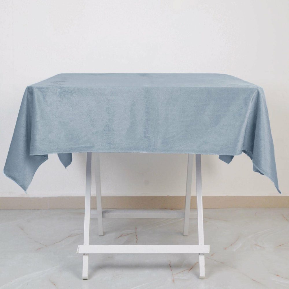 Dusty Blue Seamless Premium Velvet Square Tablecloth, Reusable Linen 54″x54″  |   Velvet & Flocking Tablecloths Dusty Blue