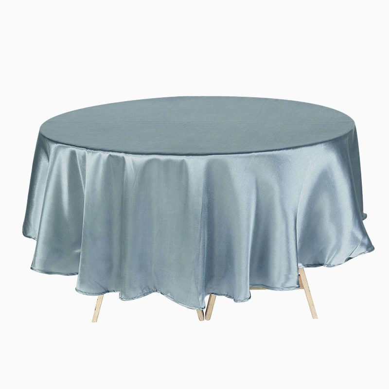 Dusty Blue Seamless Satin Round Tablecloth 90″  |   Satin Satin Dusty Blue