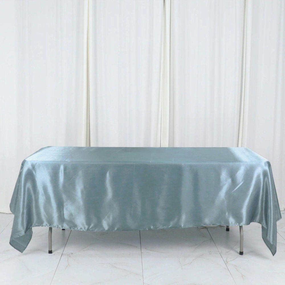 Dusty Blue Seamless Smooth Satin Rectangular Tablecloth 60″x102″  |   Satin Satin Dusty Blue