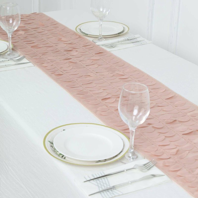 Dusty Rose 3D Leaf Petal Taffeta Fabric Table Runner 12″x108″  |   Stylish Stylish Dusty rose