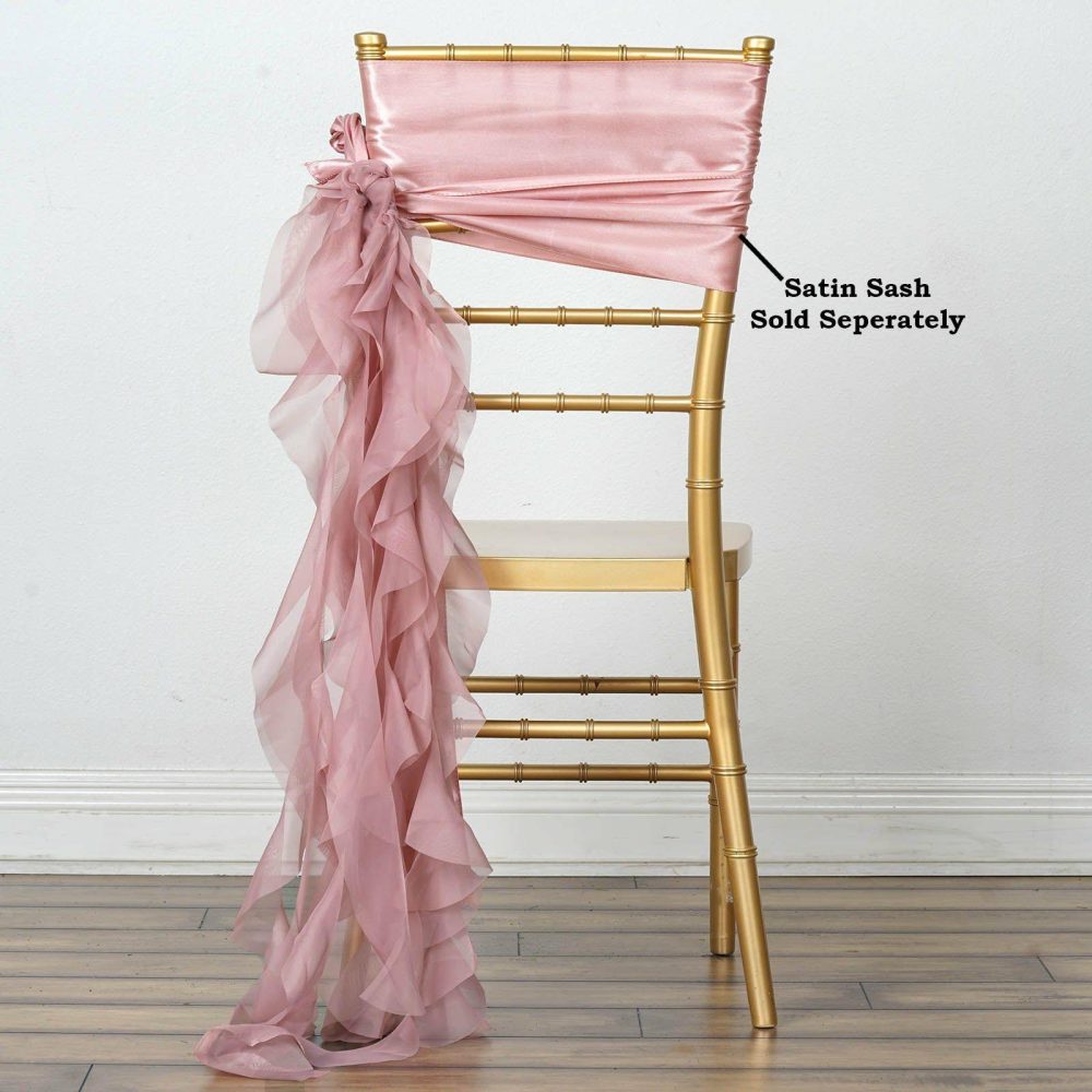 Dusty Rose Chiffon Curly Chair Sash  |   Organza & Chiffon Chair Sashes Dusty rose