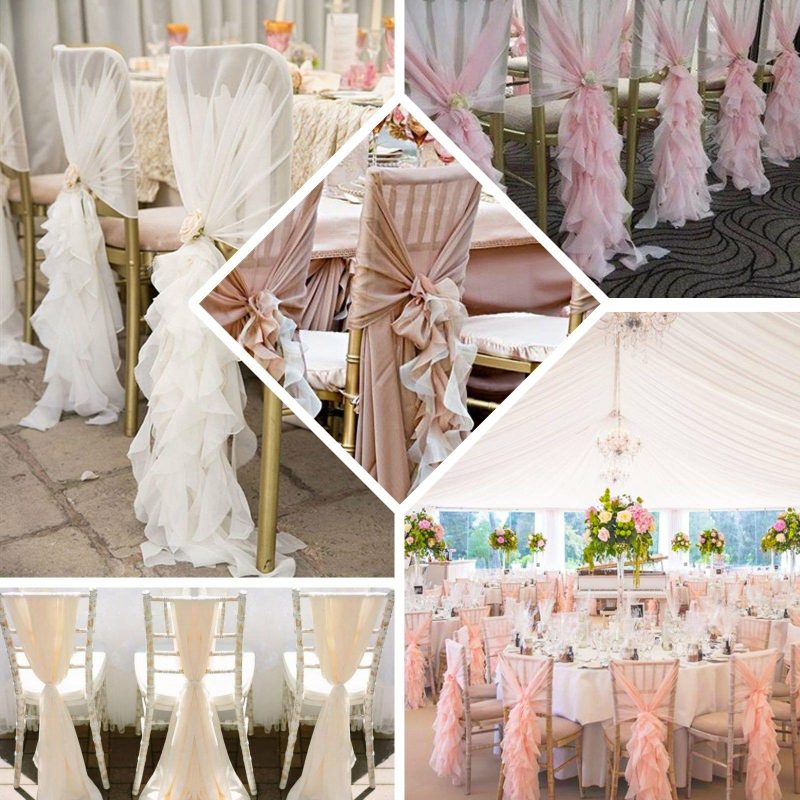 Dusty Rose Chiffon Curly Chair Sash  |   Organza & Chiffon Chair Sashes Dusty rose