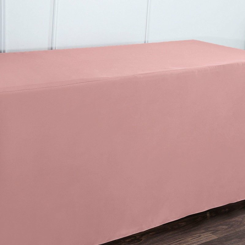 Dusty Rose Fitted Polyester Rectangle Tablecloth 6ft Table Cover For 72″x30″ Tables  |   Spandex & Fitted Spandex & Fitted Dusty rose