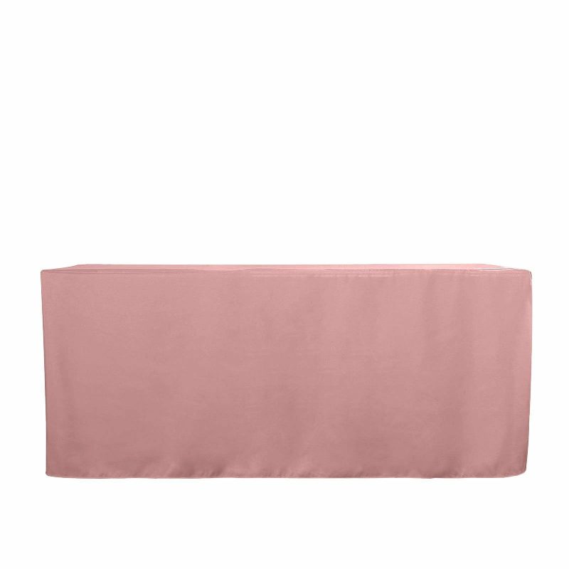 Dusty Rose Fitted Polyester Rectangle Tablecloth 6ft Table Cover For 72″x30″ Tables  |   Spandex & Fitted Spandex & Fitted Dusty rose