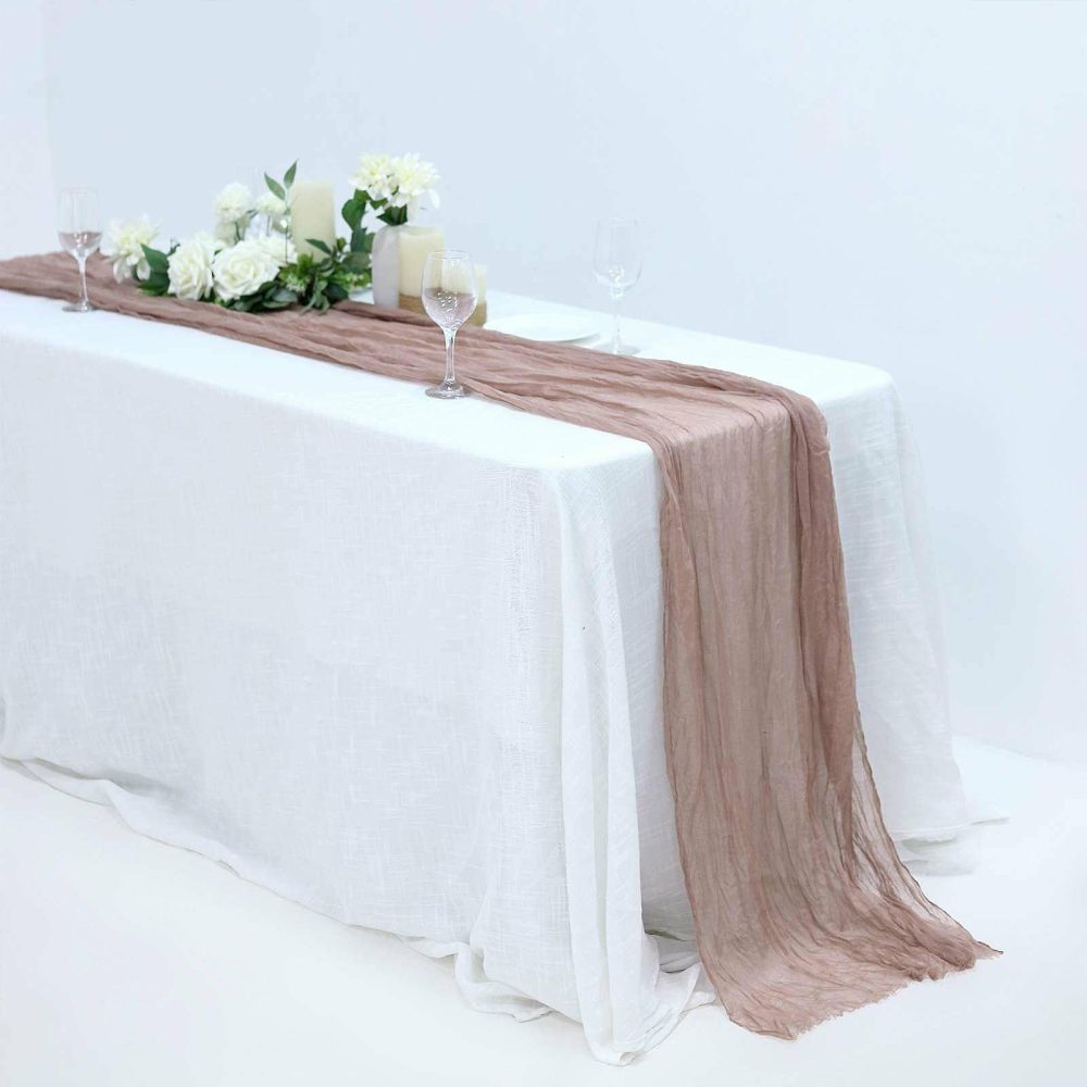 Dusty Rose Gauze Cheesecloth Boho Table Runner 10ft  |   Gauze Cheesecloth Gauze Cheesecloth Dusty rose