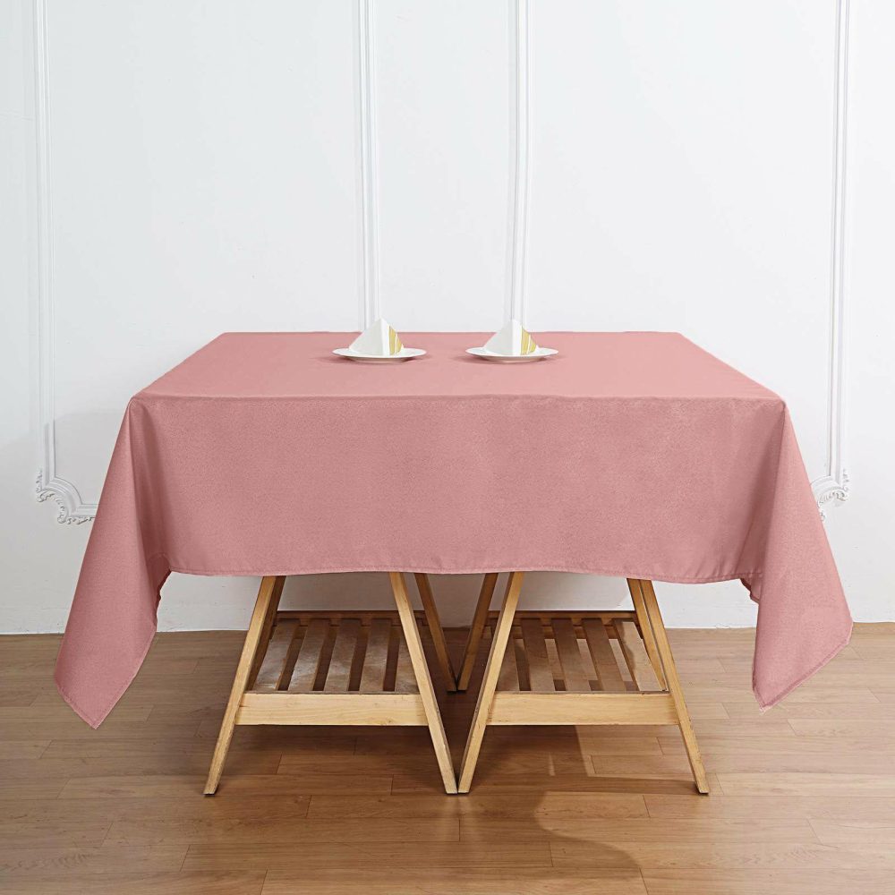 Dusty Rose Polyester Square Tablecloth 70″x70″  |   Polyester Polyester Dusty rose