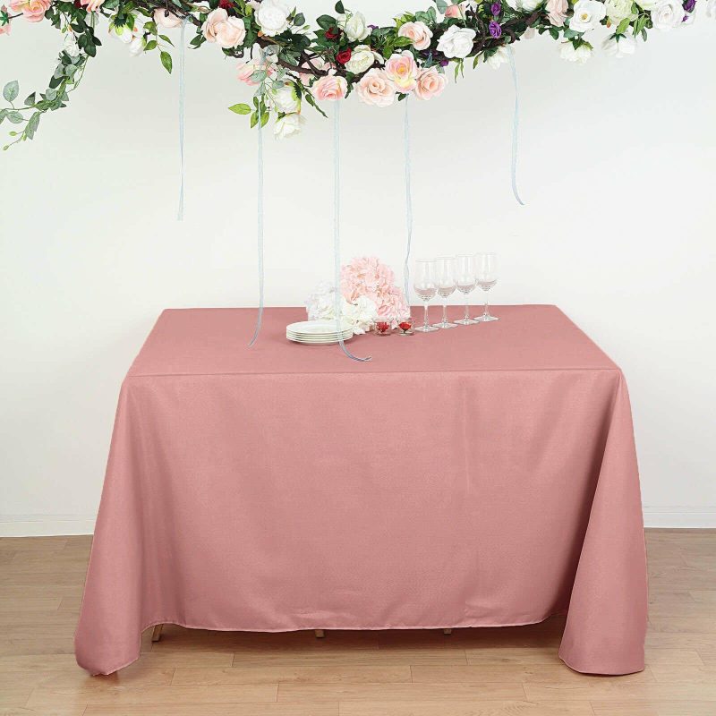 Dusty Rose Polyester Square Tablecloth 90″x90″  |   Polyester Polyester Dusty rose