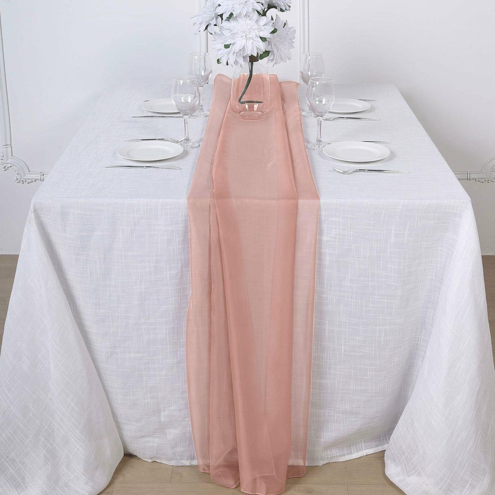 Dusty Rose Premium Chiffon Table Runner 6ft  |   Organza & Chiffon Organza & Chiffon Dusty rose