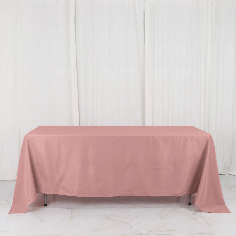 Dusty Rose Seamless Polyester Rectangle Tablecloth, Reusable Linen Tablecloth 72″x120″  |   Polyester Polyester Dusty rose