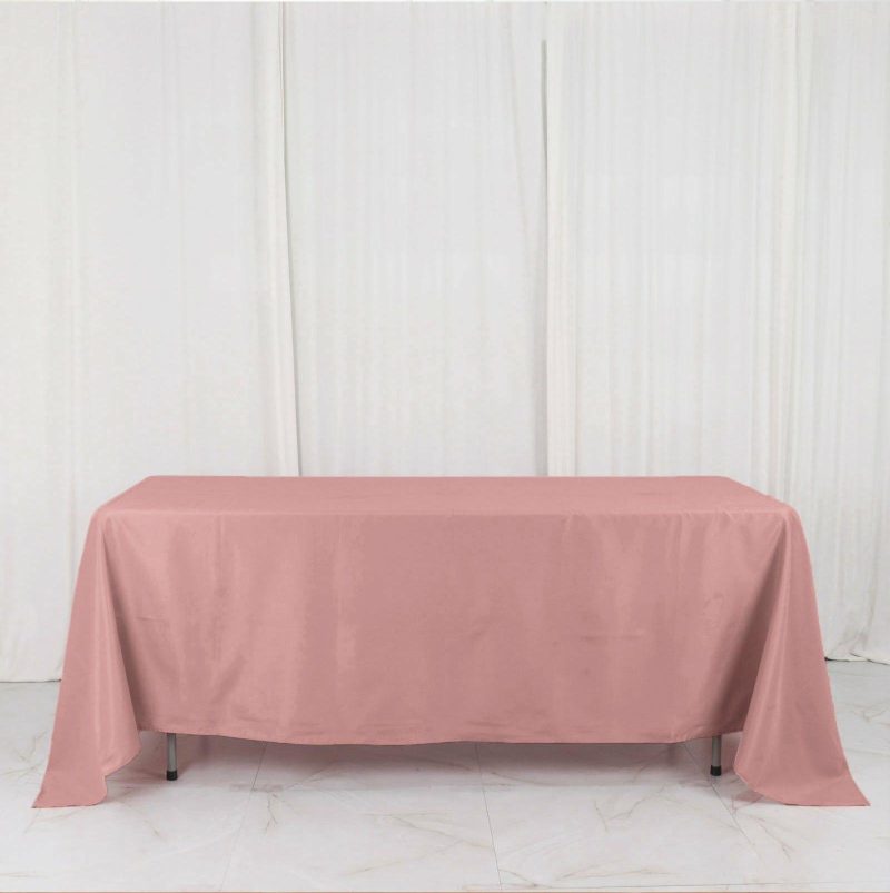 Dusty Rose Seamless Polyester Rectangle Tablecloth, Reusable Linen Tablecloth 72″x120″  |   Polyester Polyester Dusty rose