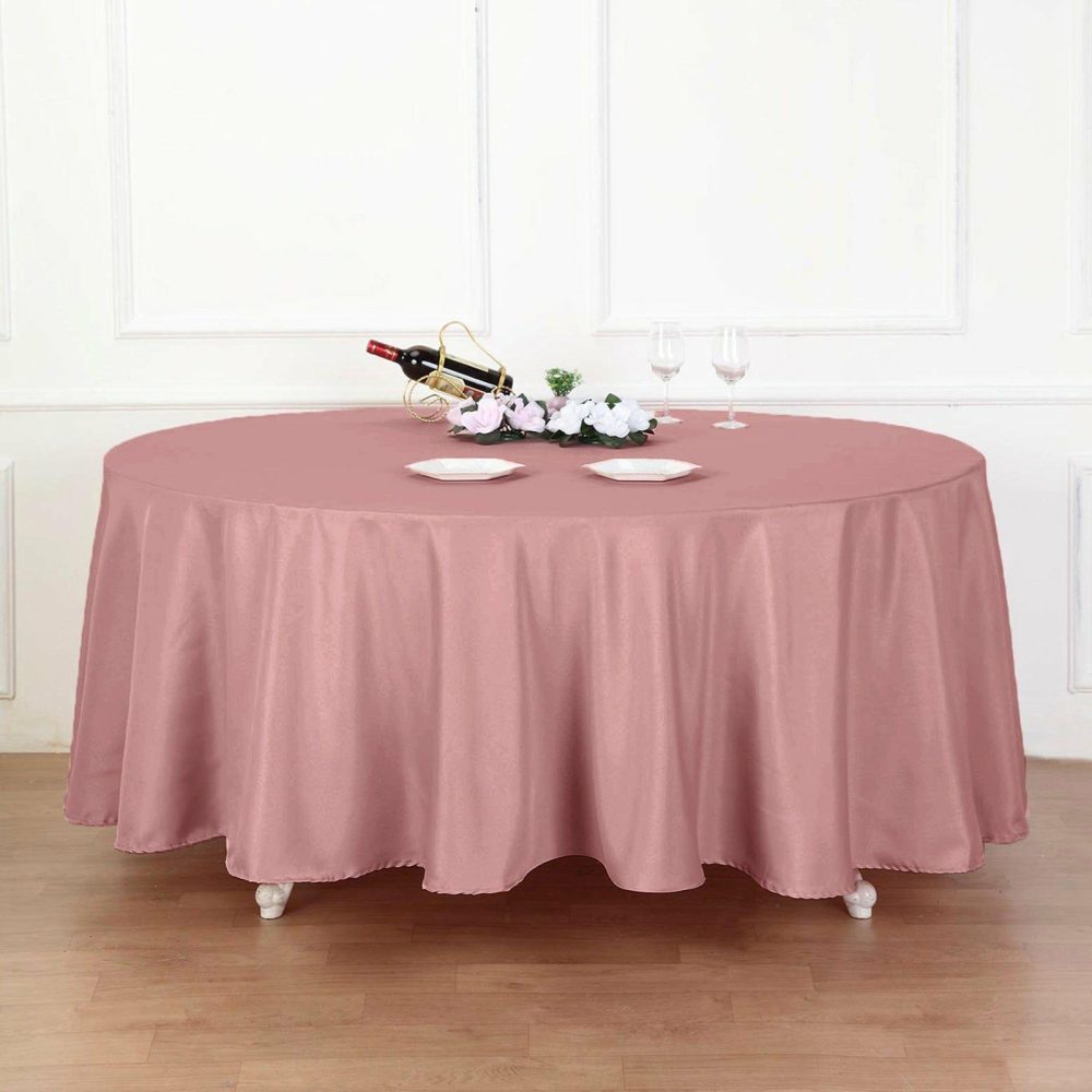 Dusty Rose Seamless Polyester Round Tablecloth 108″  |   Polyester Polyester Dusty rose