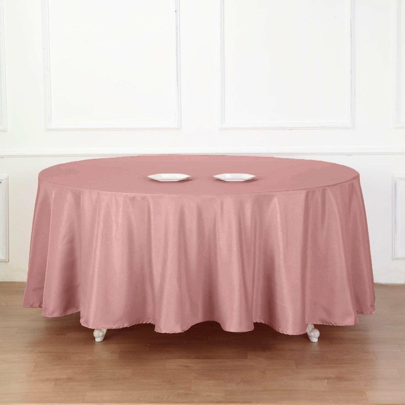 Dusty Rose Seamless Polyester Round Tablecloth 120″ for 5 Foot Table With Floor-Length Drop  |   Polyester Polyester Dusty rose