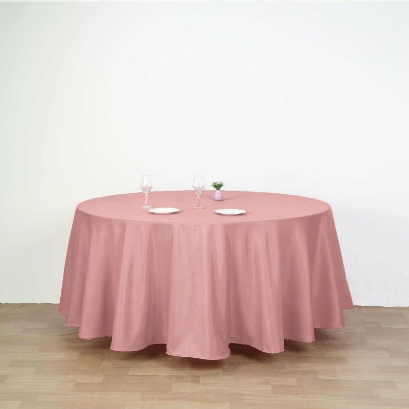 Dusty Rose Seamless Polyester Round Tablecloth 120″ for 5 Foot Table With Floor-Length Drop  |   Polyester Polyester Dusty rose