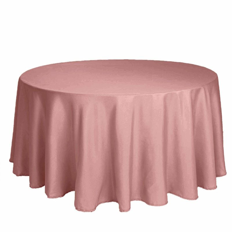 Dusty Rose Seamless Polyester Round Tablecloth 120″ for 5 Foot Table With Floor-Length Drop  |   Polyester Polyester Dusty rose