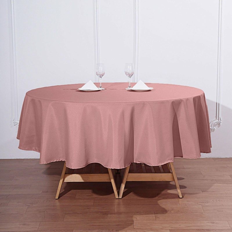 Dusty Rose Seamless Polyester Round Tablecloth 90″  |   Polyester Polyester Dusty rose