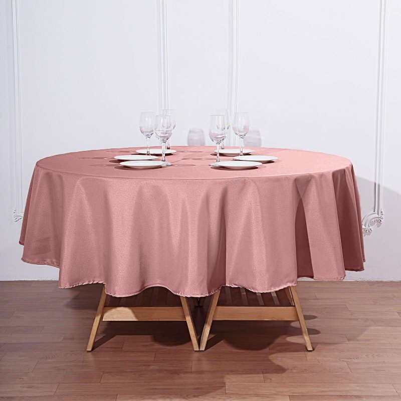 Dusty Rose Seamless Polyester Round Tablecloth 90″  |   Polyester Polyester Dusty rose