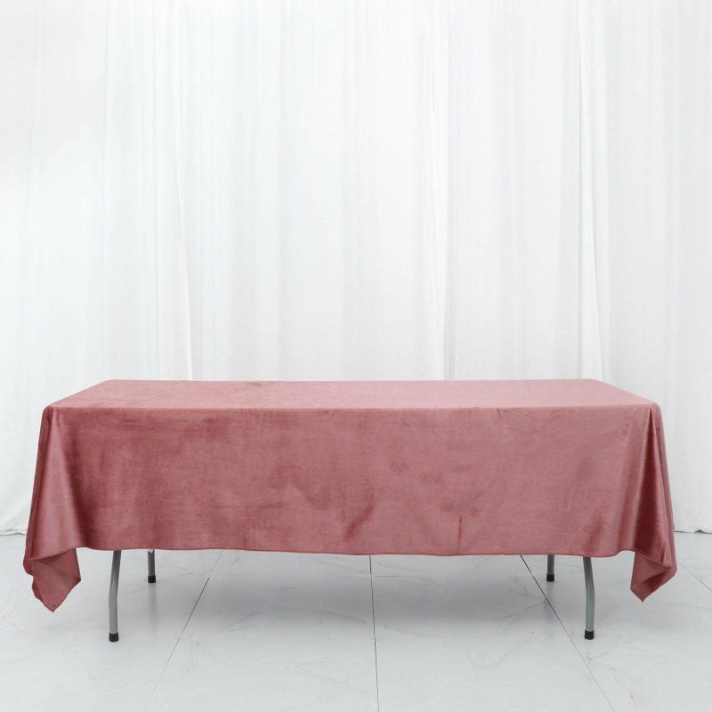 Dusty Rose Seamless Premium Velvet Rectangle Tablecloth, Reusable Linen 60″x102″  |   Velvet & Flocking Tablecloths Dusty rose