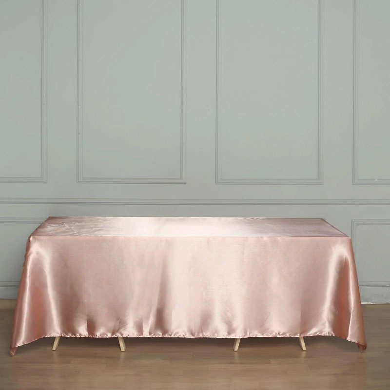 Dusty Rose Seamless Satin Rectangular Tablecloth 60″x126″  |   Satin Satin Dusty rose