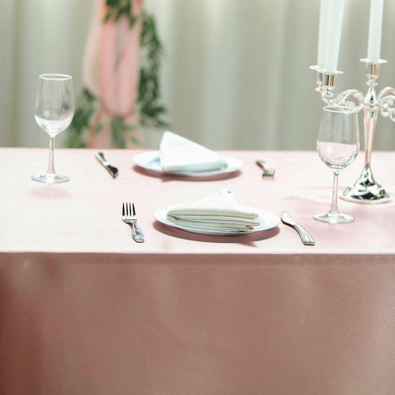 Dusty Rose Seamless Satin Rectangular Tablecloth 60″x126″  |   Satin Satin Dusty rose