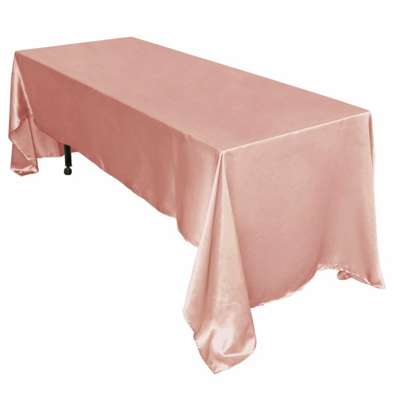 Dusty Rose Seamless Satin Rectangular Tablecloth 60″x126″  |   Satin Satin Dusty rose