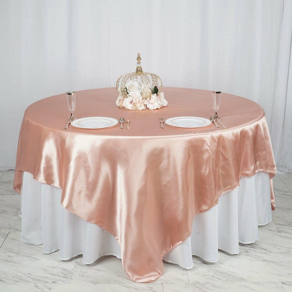 Dusty Rose Seamless Satin Square Table Overlay 90″x90″  |   Satin & Taffeta Satin & Taffeta Dusty rose