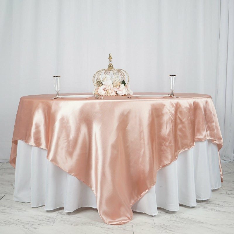 Dusty Rose Seamless Satin Square Table Overlay 90″x90″  |   Satin & Taffeta Satin & Taffeta Dusty rose