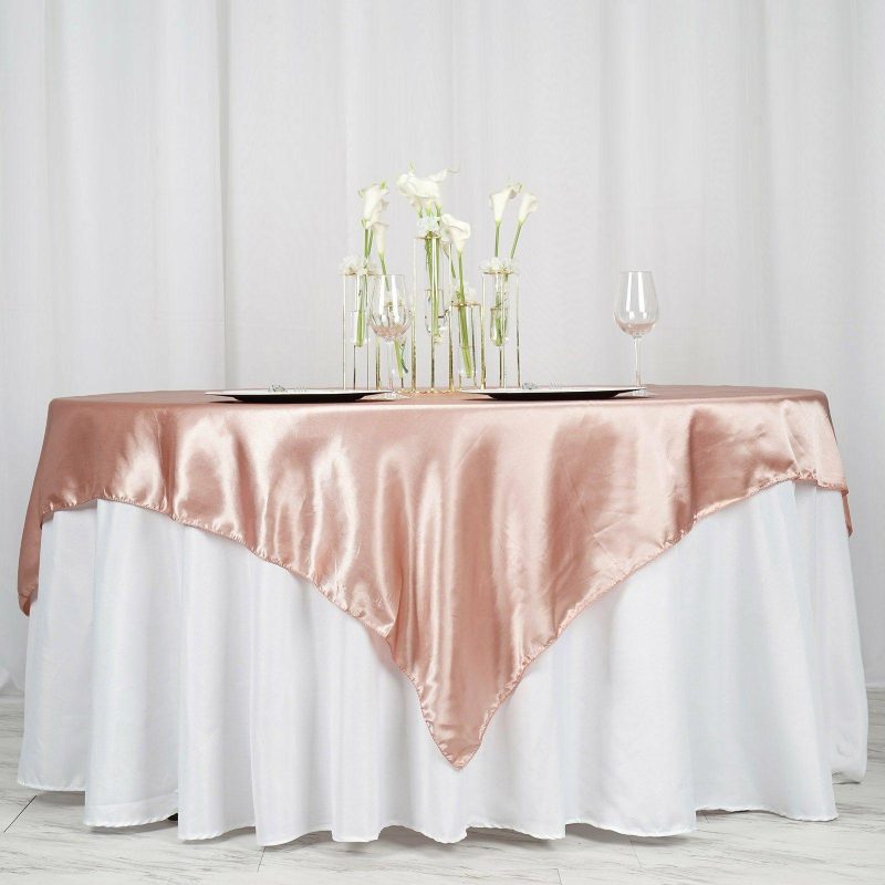 Dusty Rose Seamless Satin Square Tablecloth Overlay 72″ x 72″  |   Satin & Taffeta Satin & Taffeta Dusty rose