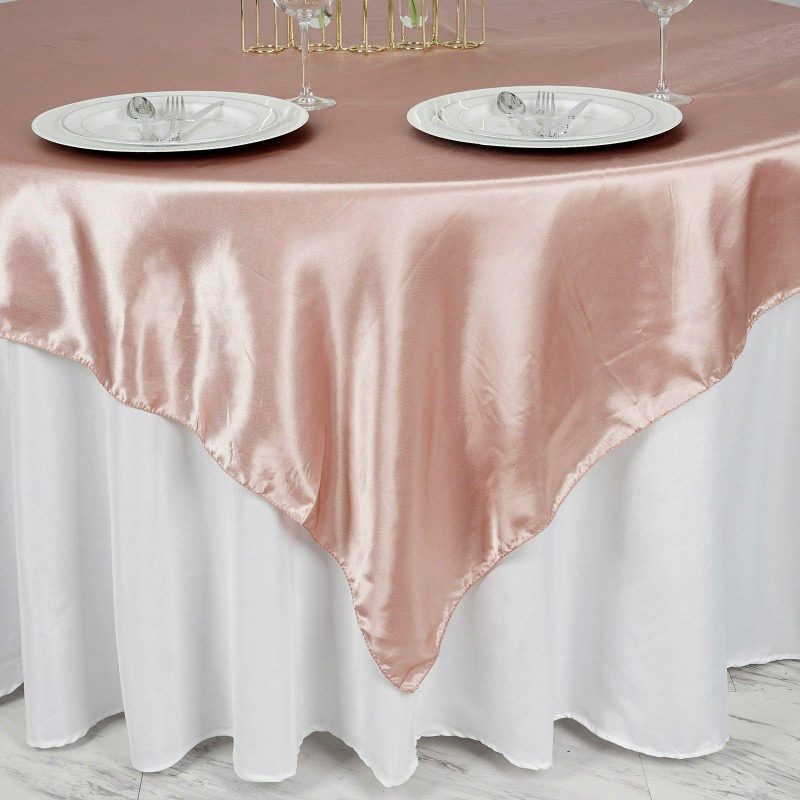 Dusty Rose Seamless Satin Square Tablecloth Overlay 72″ x 72″  |   Satin & Taffeta Satin & Taffeta Dusty rose