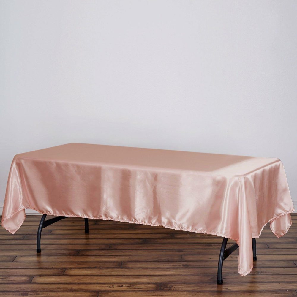 Dusty Rose Seamless Smooth Satin Rectangular Tablecloth 60″x102″  |   Satin Satin Dusty rose