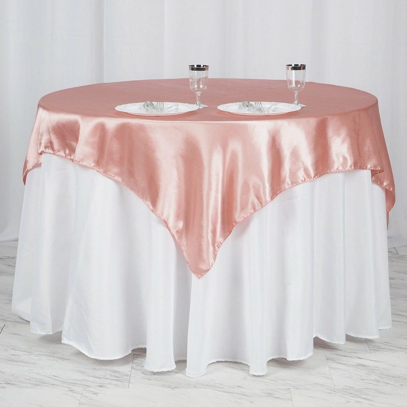 Dusty Rose Square Smooth Satin Table Overlay 60″x60″  |   Satin & Taffeta Satin & Taffeta Dusty rose