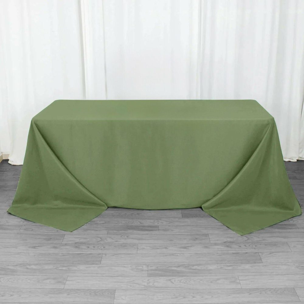 Dusty Sage Green Seamless Premium Polyester Rectangular Tablecloth 220GSM 90″x132″ for 6 Foot Table With Floor-Length Drop  |   Polyester Polyester Dusty Sage Green