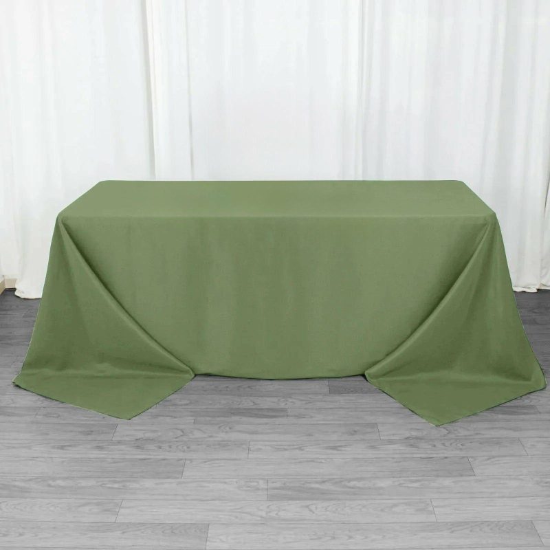 Dusty Sage Green Seamless Premium Polyester Rectangular Tablecloth 220GSM 90″x132″ for 6 Foot Table With Floor-Length Drop  |   Polyester Polyester Dusty Sage Green