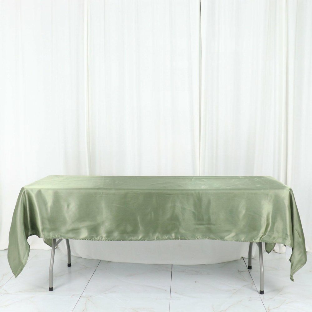 Dusty Sage Green Seamless Smooth Satin Rectangular Tablecloth 60″x102″  |   Satin Satin Dusty Sage Green