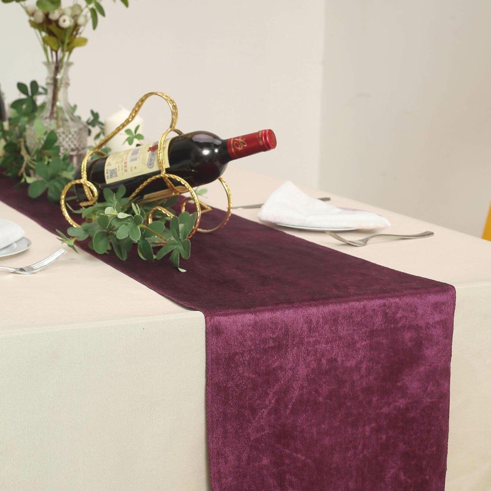 Eggplant Premium Velvet Table Runner 12″x108″  |   Velvet & Flocking Table Runners Eggplant