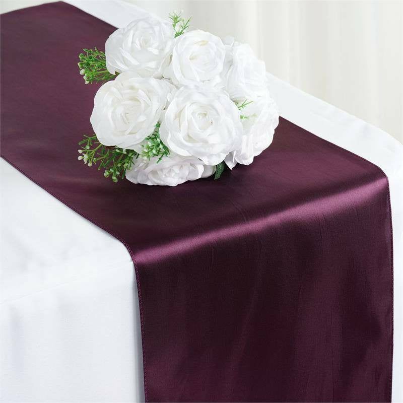 Eggplant Satin Table Runner 12″x108″  |   Satin & Taffeta Satin & Taffeta Eggplant