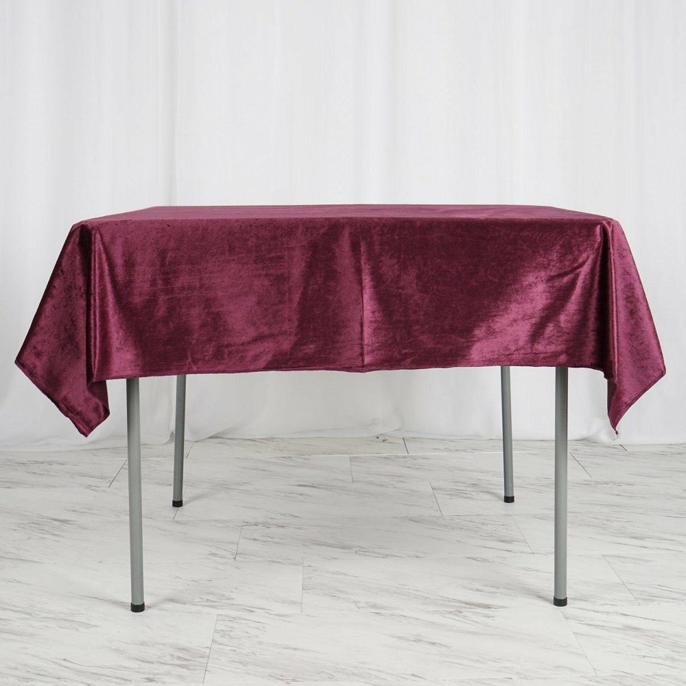 Eggplant Seamless Premium Velvet Square Tablecloth, Reusable Linen 54″x54″  |   Velvet & Flocking Tablecloths Eggplant