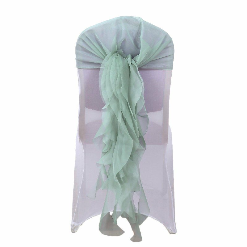 Eucalyptus Sage Chiffon Curly Chair Sash  |   Organza & Chiffon Chair Sashes Eucalyptus Sage