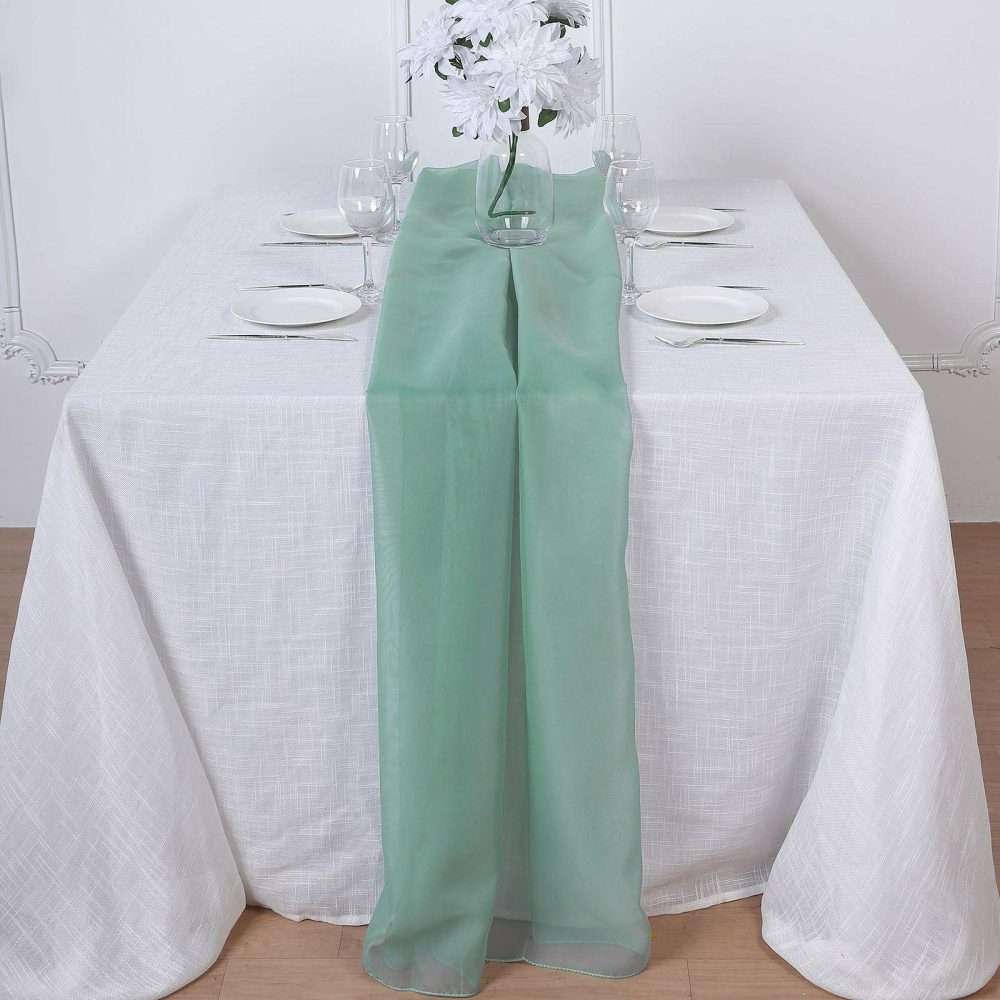 Eucalyptus Sage Premium Chiffon Table Runner 6ft  |   Organza & Chiffon Organza & Chiffon Eucalyptus Sage