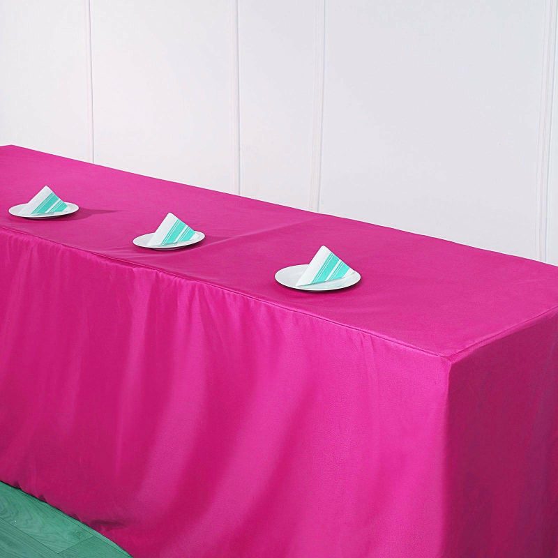 Fuchsia Fitted Polyester Rectangle Tablecloth 8ft Table Cover For 96″x30″ Tables  |   Spandex & Fitted Spandex & Fitted Fuchsia