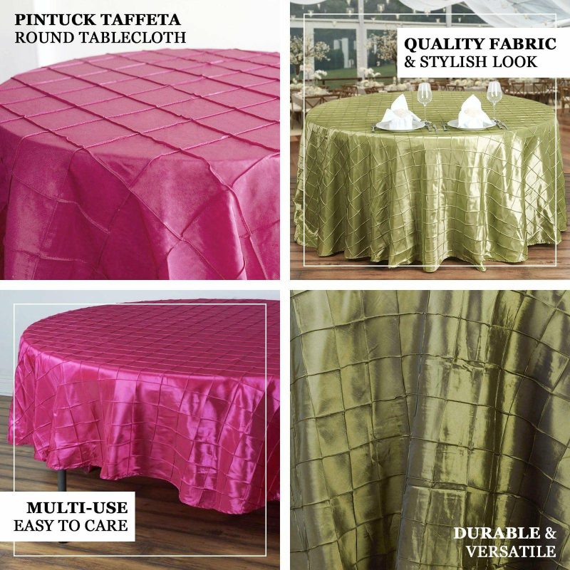 Fuchsia Pintuck Taffeta Round Seamless Tablecloth 90″  |   Pintuck, Crinkle & Leaf Pintuck, Crinkle & Leaf Pintuck, Crinkle & Leaf