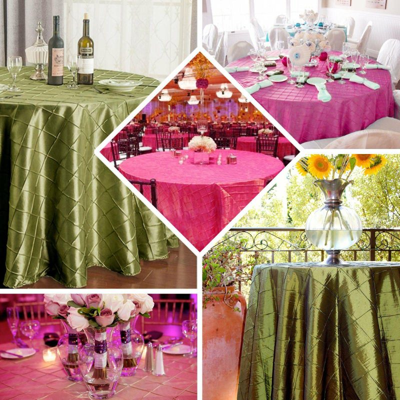 Fuchsia Pintuck Taffeta Round Seamless Tablecloth 90″  |   Pintuck, Crinkle & Leaf Pintuck, Crinkle & Leaf Pintuck, Crinkle & Leaf