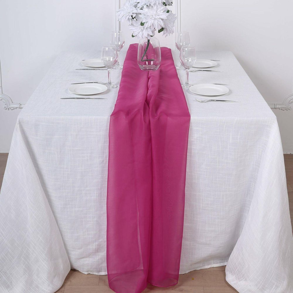 Fuchsia Premium Chiffon Table Runner 6ft  |   Organza & Chiffon Organza & Chiffon Fuchsia