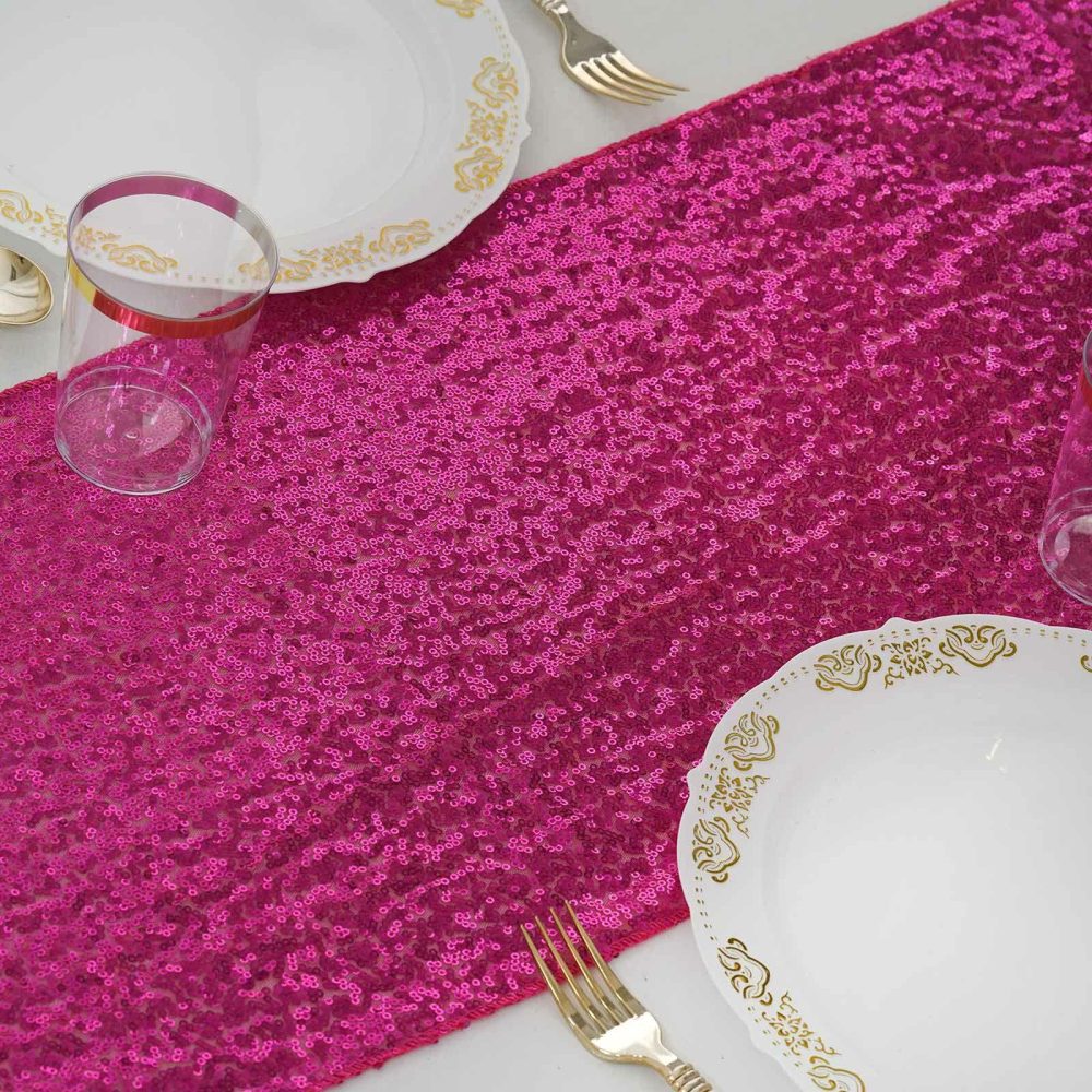 Fuchsia Premium Sequin Table Runner 12″x108″  |   Sequin Sequin Fuchsia