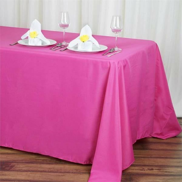 Fuchsia Seamless Polyester Rectangular Tablecloth 90″x132″ for 6 Foot Table With Floor-Length Drop  |   Polyester Polyester Fuchsia