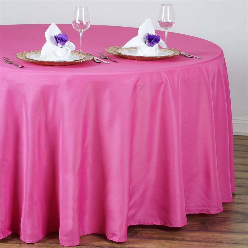 Fuchsia Seamless Polyester Round Tablecloth 108″  |   Polyester Polyester Fuchsia