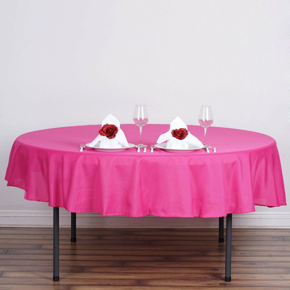 Fuchsia Seamless Polyester Round Tablecloth 90″  |   Polyester Polyester Fuchsia