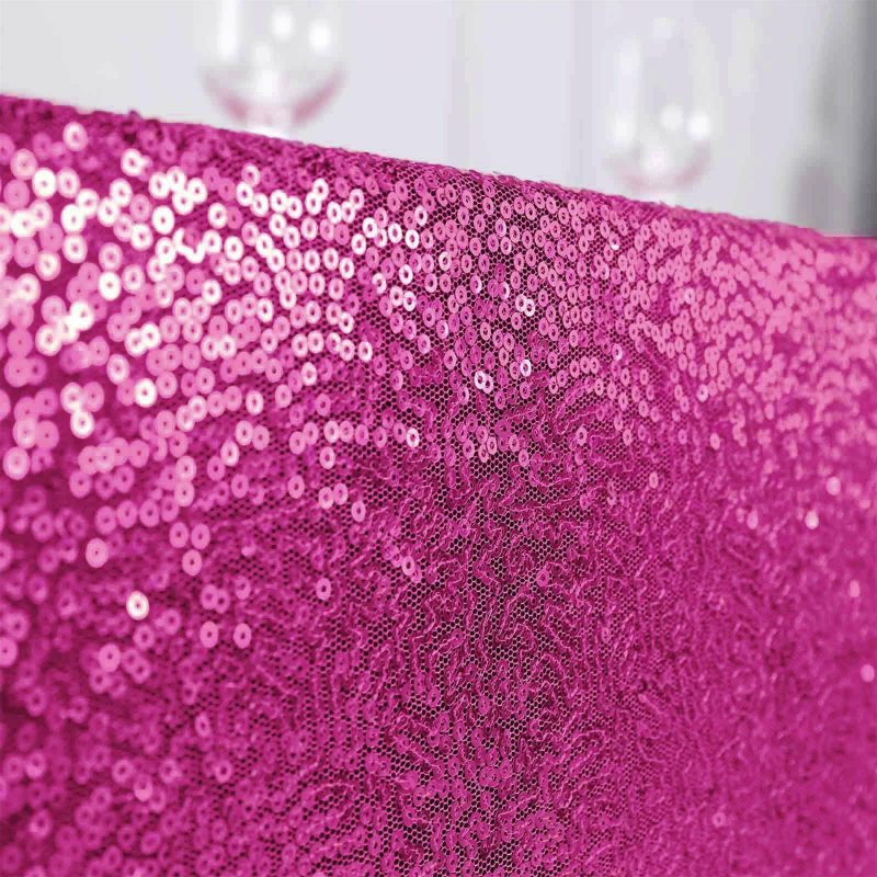 Fuchsia Seamless Premium Sequin Rectangle Tablecloth 90×156″ for 8 Foot Table With Floor-Length Drop  |   Sequin Sequin Fuchsia