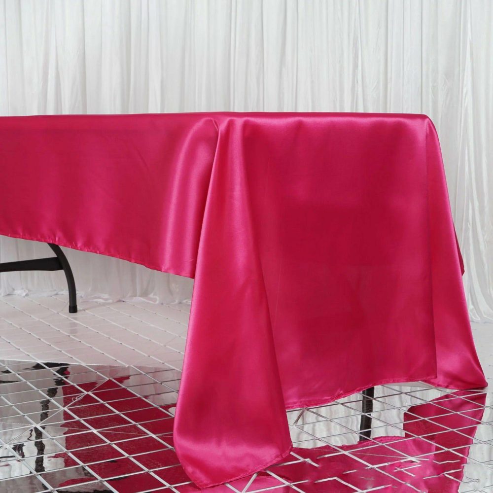 Fuchsia Seamless Satin Rectangular Tablecloth 60″x126″  |   Satin Satin Fuchsia