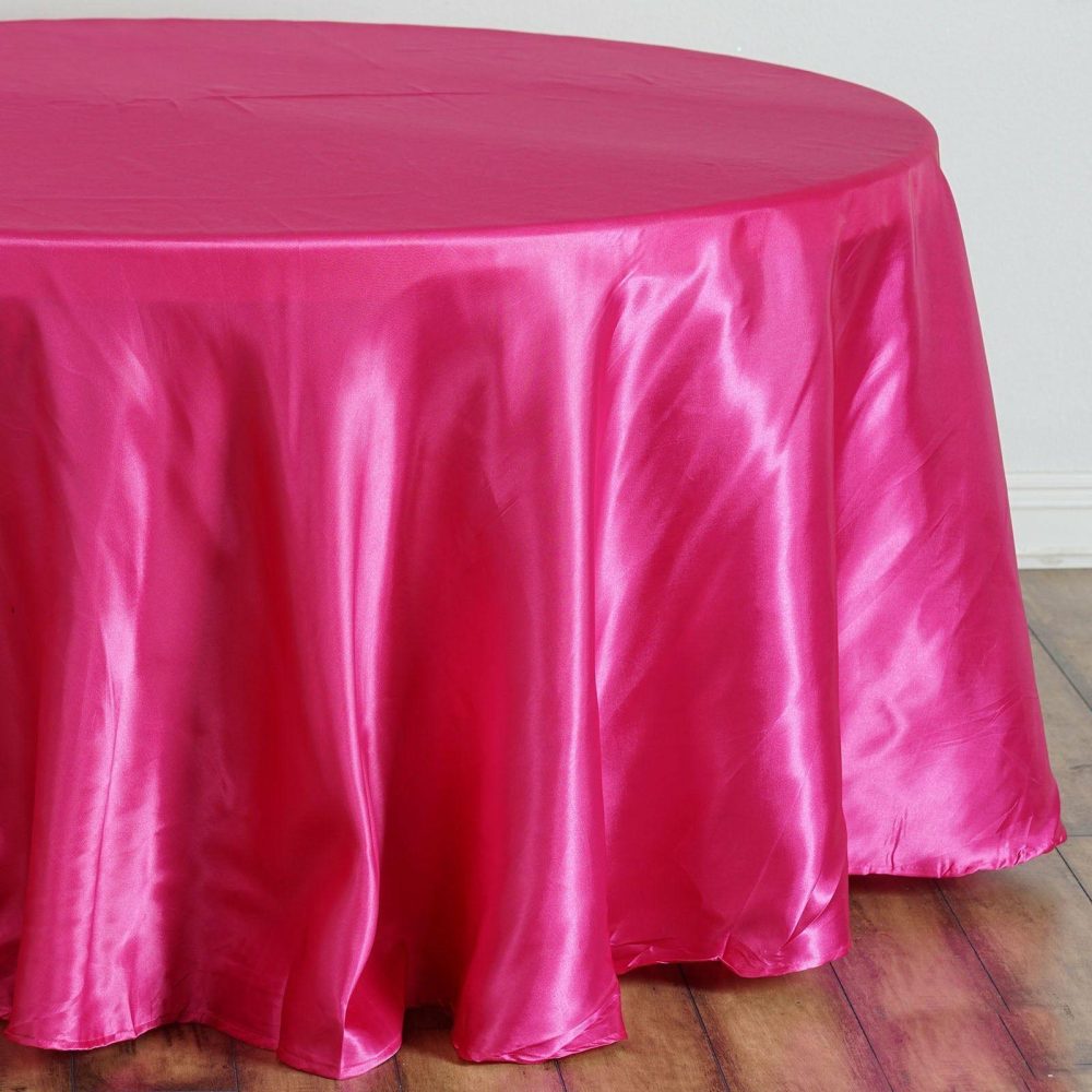 Fuchsia Seamless Satin Round Tablecloth 108″  |   Satin Satin Fuchsia